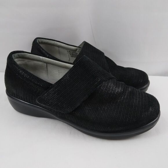 Alegria Shoes - Alegría Lauryn Comfort Shoes Black Leather Work Clogs Adjustable Strap Women 38W